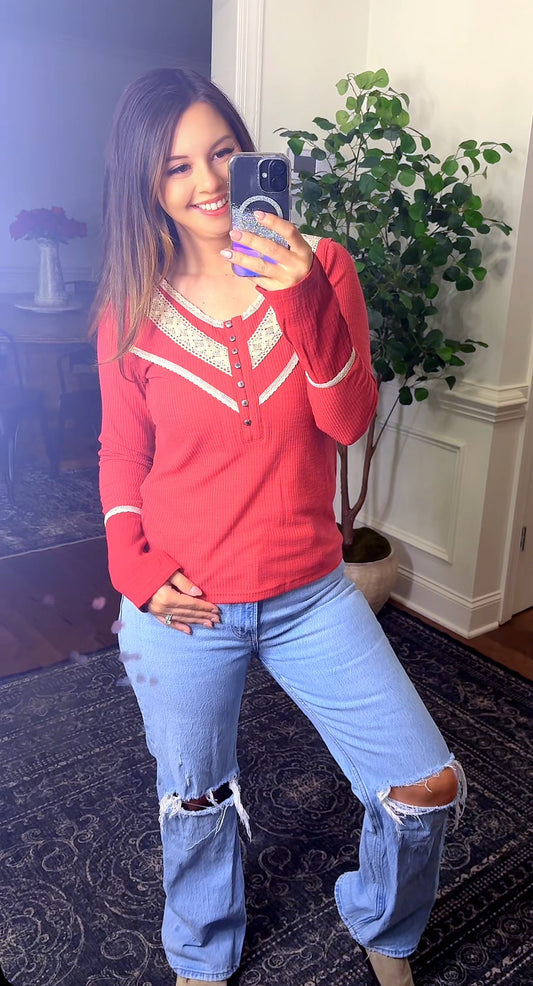 Boho Lace Top (Red)