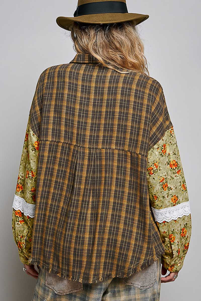 Boho Wildflower Plaid Top- POL