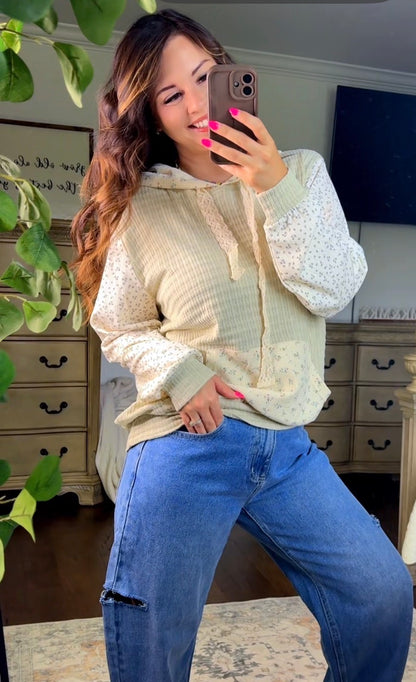 Hooded Floral Print Pullover