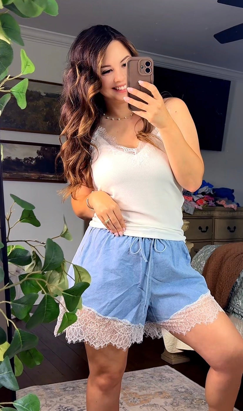 Super Soft Lace Denim Shorts FINAL SALE
