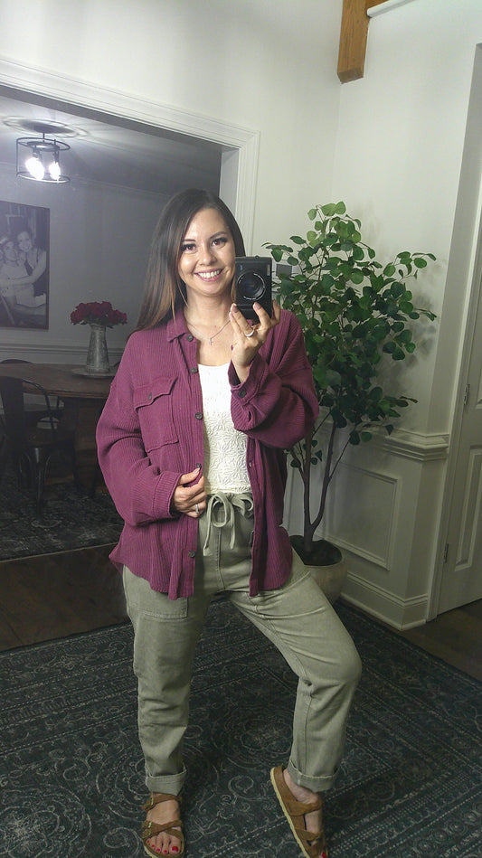 Your Go To Button Up (Black Cherry)