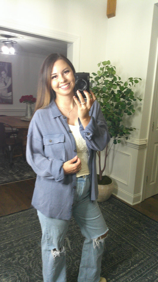 Your Go To Button Up (Dusty Navy)