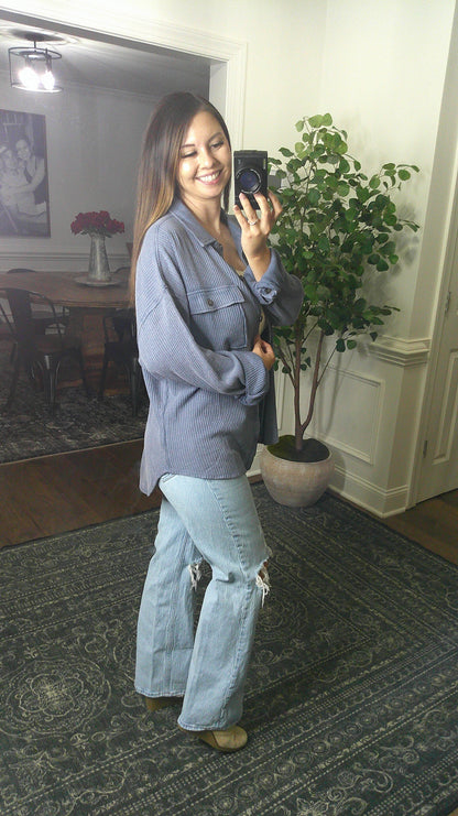 Your Go To Button Up (Dusty Navy)