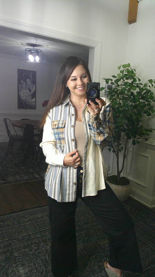 A Star Above Neutral Button Up (Easel)