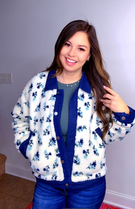 Petals in Blue Denim Jacket