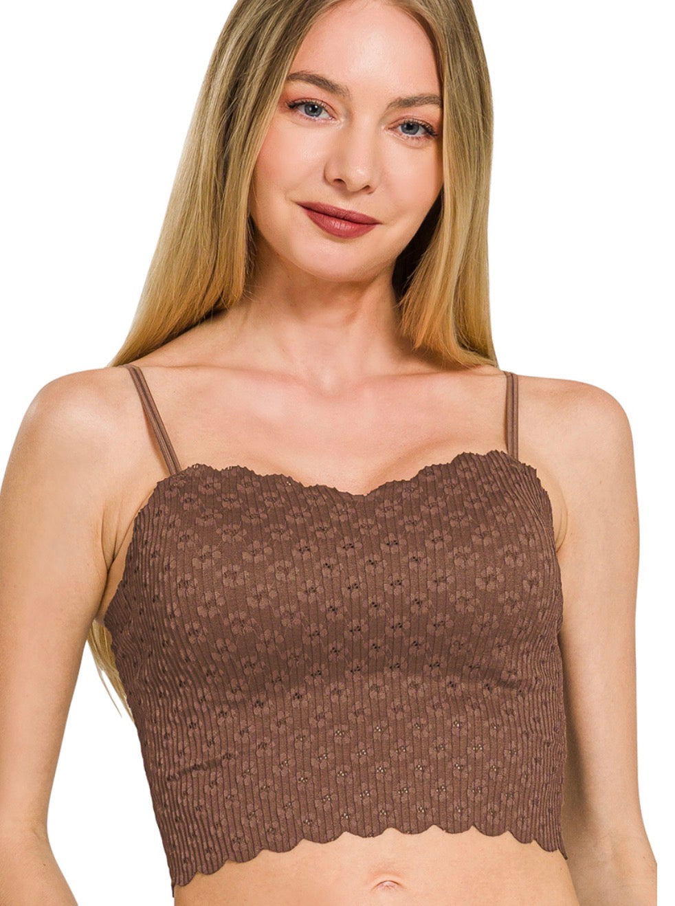 Zenana Seamless Lace Bralette With Bra Pads