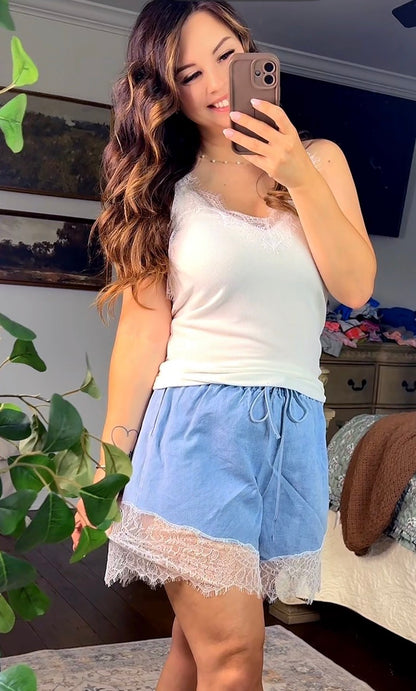 Super Soft Lace Denim Shorts FINAL SALE