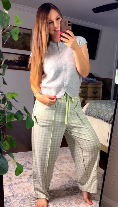 Soft Brushed Check Barrel Fit Utility Knit Pants (3 colors)