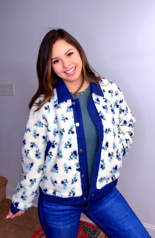Petals in Blue Denim Jacket