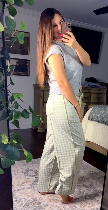 Soft Brushed Check Barrel Fit Utility Knit Pants (3 colors)