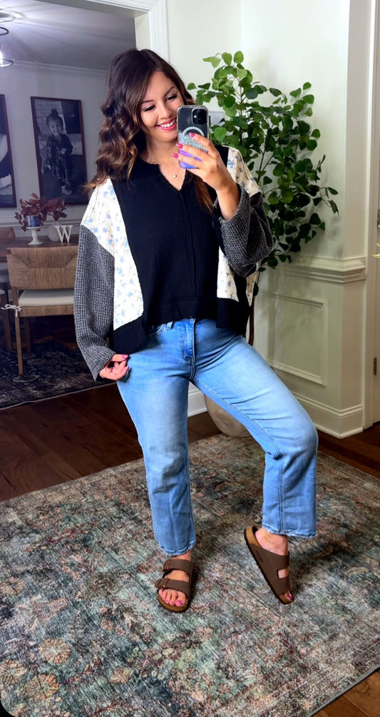 The Quilted Floral POL Top (2 Colors)