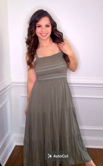 Embroidered Smocked Bodice Tank Dress