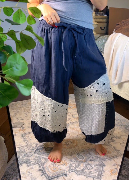 Lace Trim Accent Pants