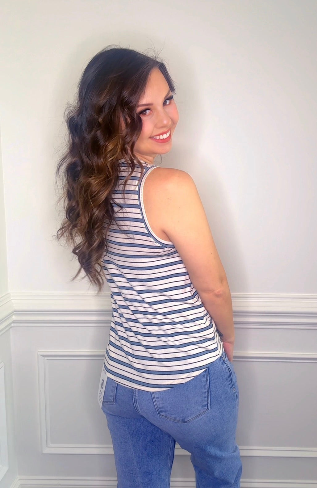 Blue Striped Tank *Final Sale* *Nonfundable*