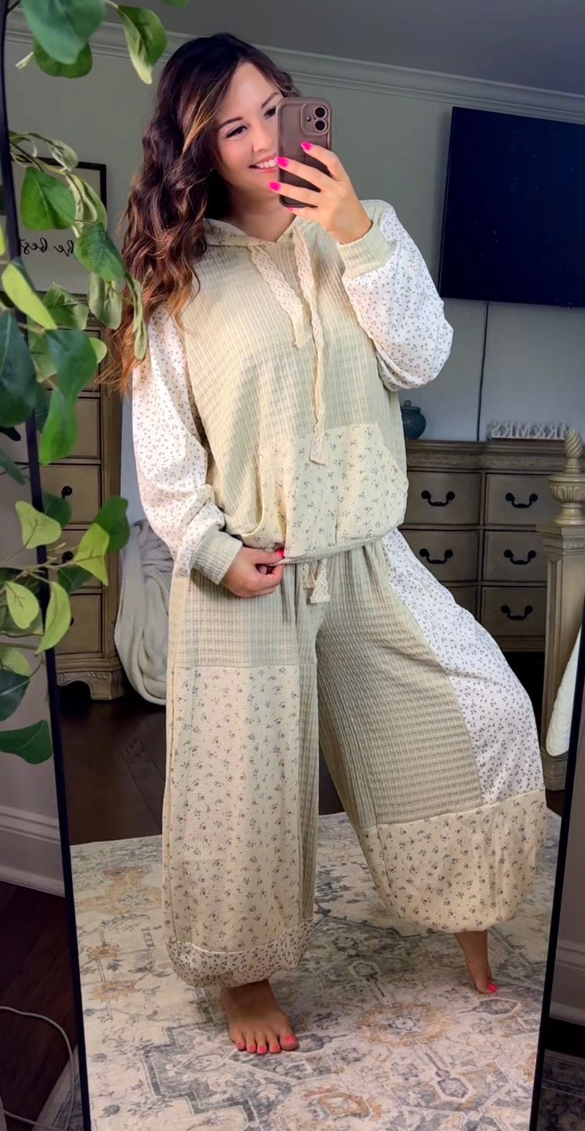 Patchwork wide-leg pants