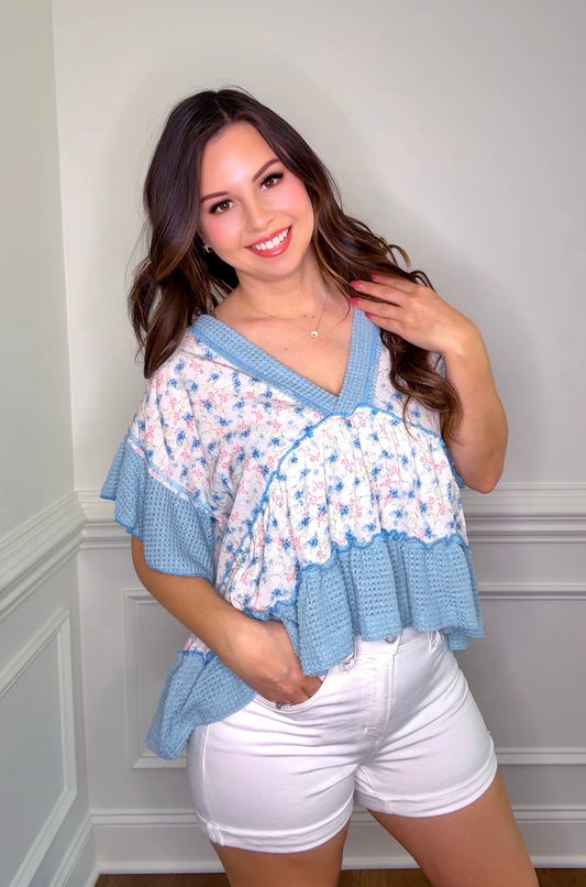 Pol Floral Ruffle Top