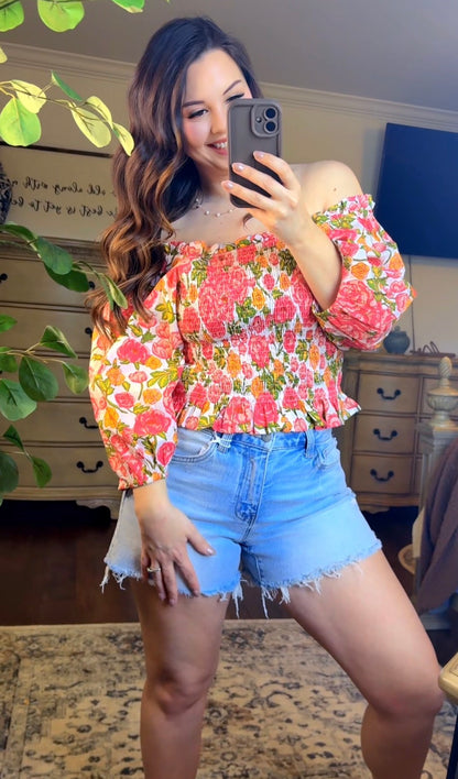 Multi Floral Woven Top