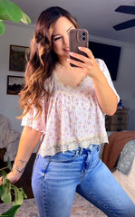 POL Lace Floral Round Neck