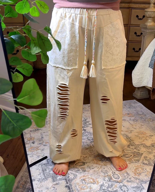 POL Distressed Cutout Joggers