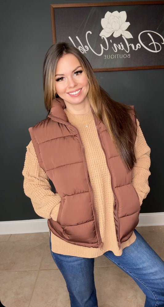 Basic Puffer Vest Chocolate