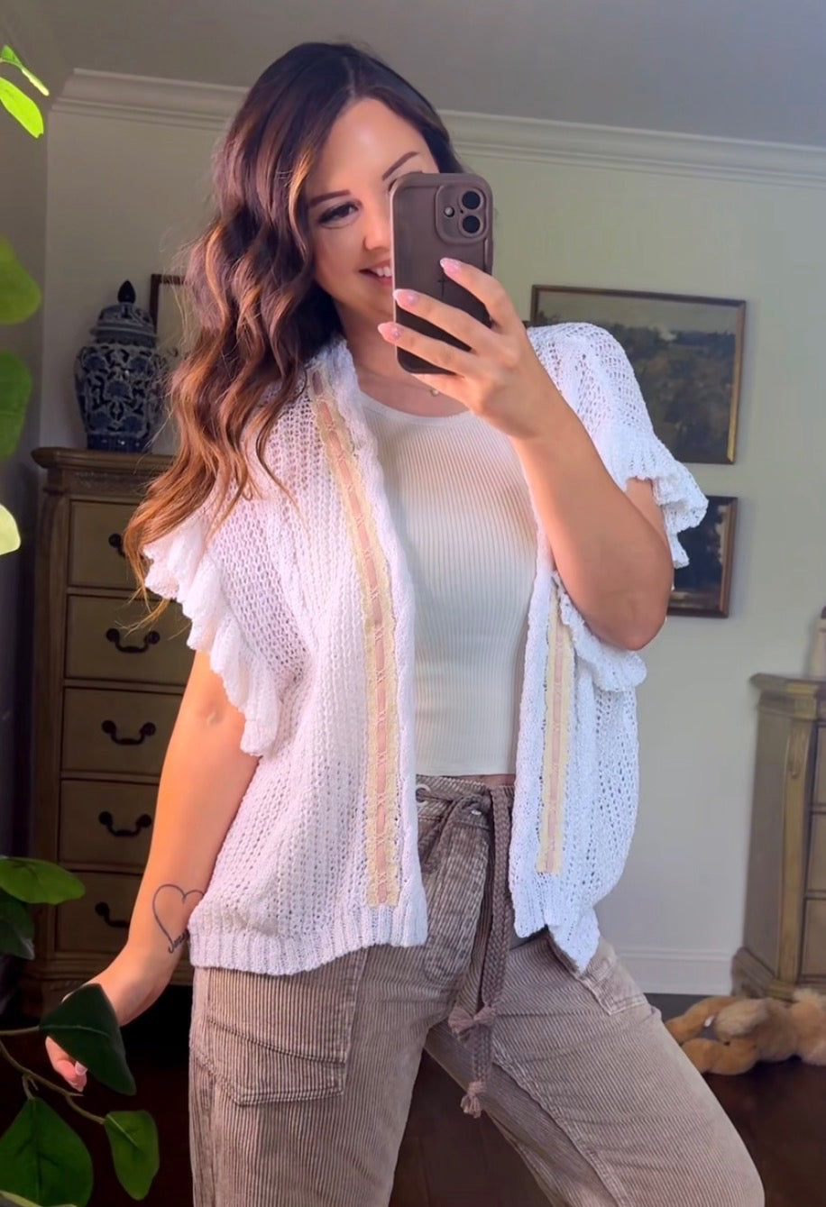 POL Cloud Nine Ruffle Cardigan