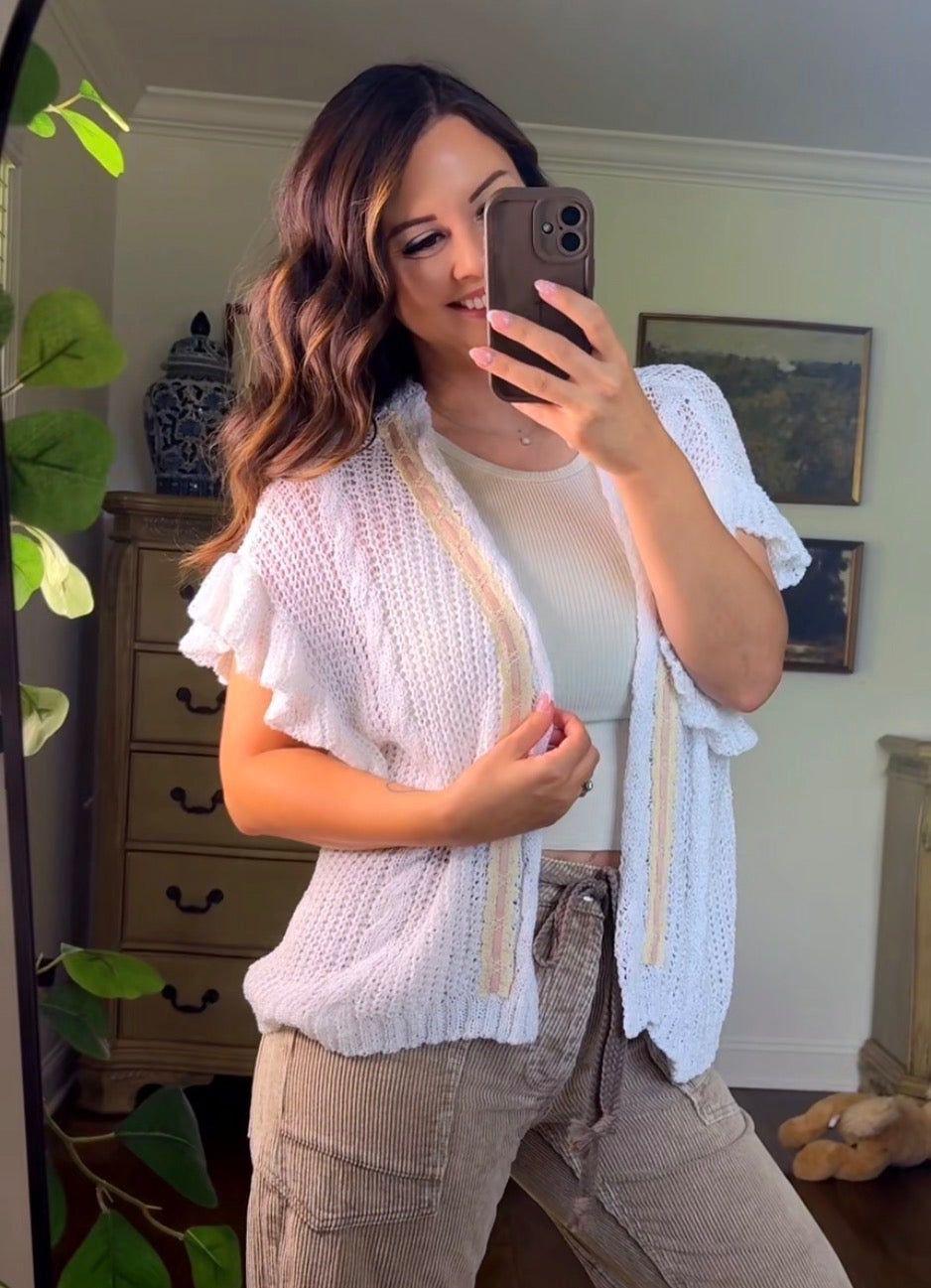 POL Cloud Nine Ruffle Cardigan