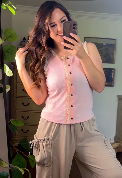 POL Blush & Lace Tank