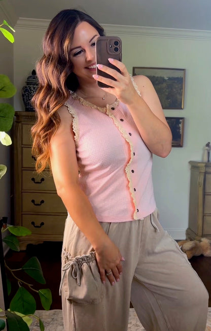 POL Blush & Lace Tank