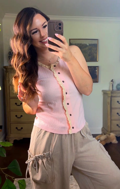 POL Blush & Lace Tank