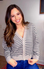 Striped Button Up Knit Cardigans