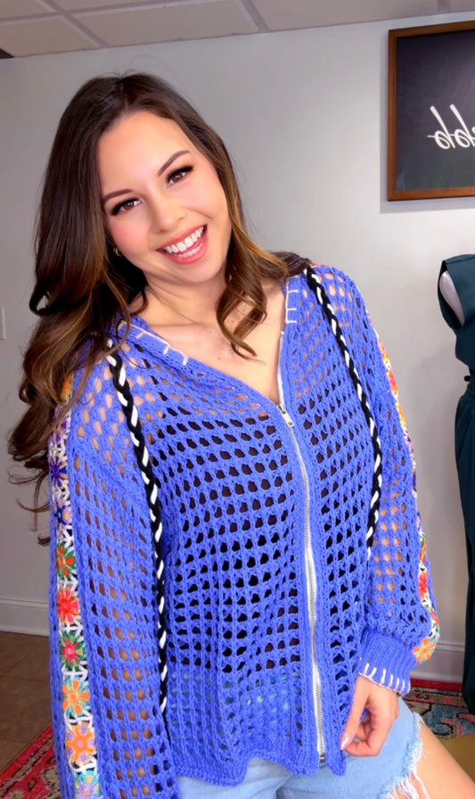 Periwinkle Crochet Jacket