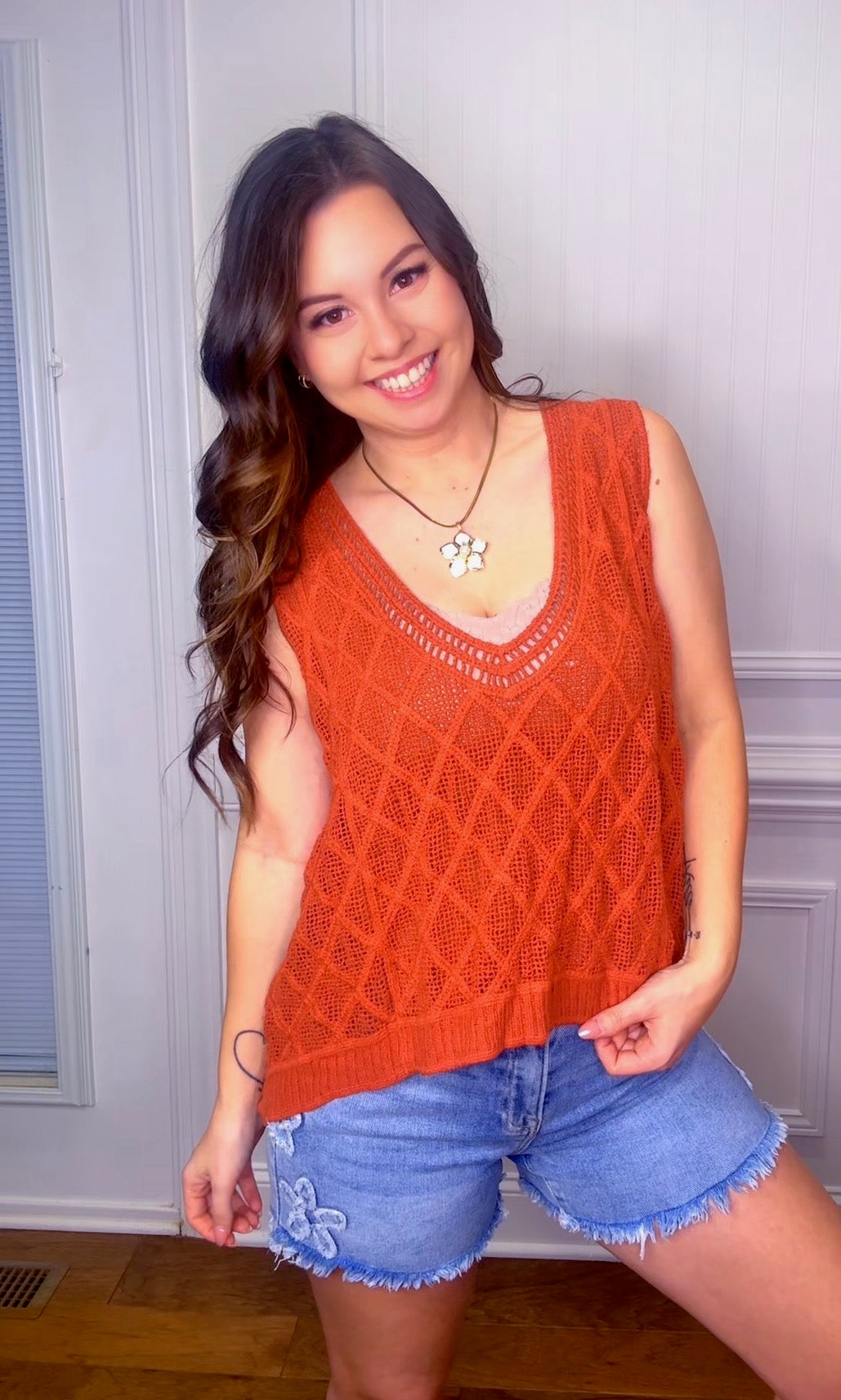 Diamond Weave V-Neck