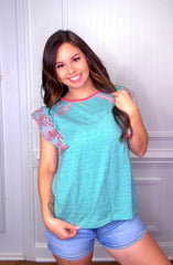 Cap Sleeves Embo Detailing Top (2 colors)