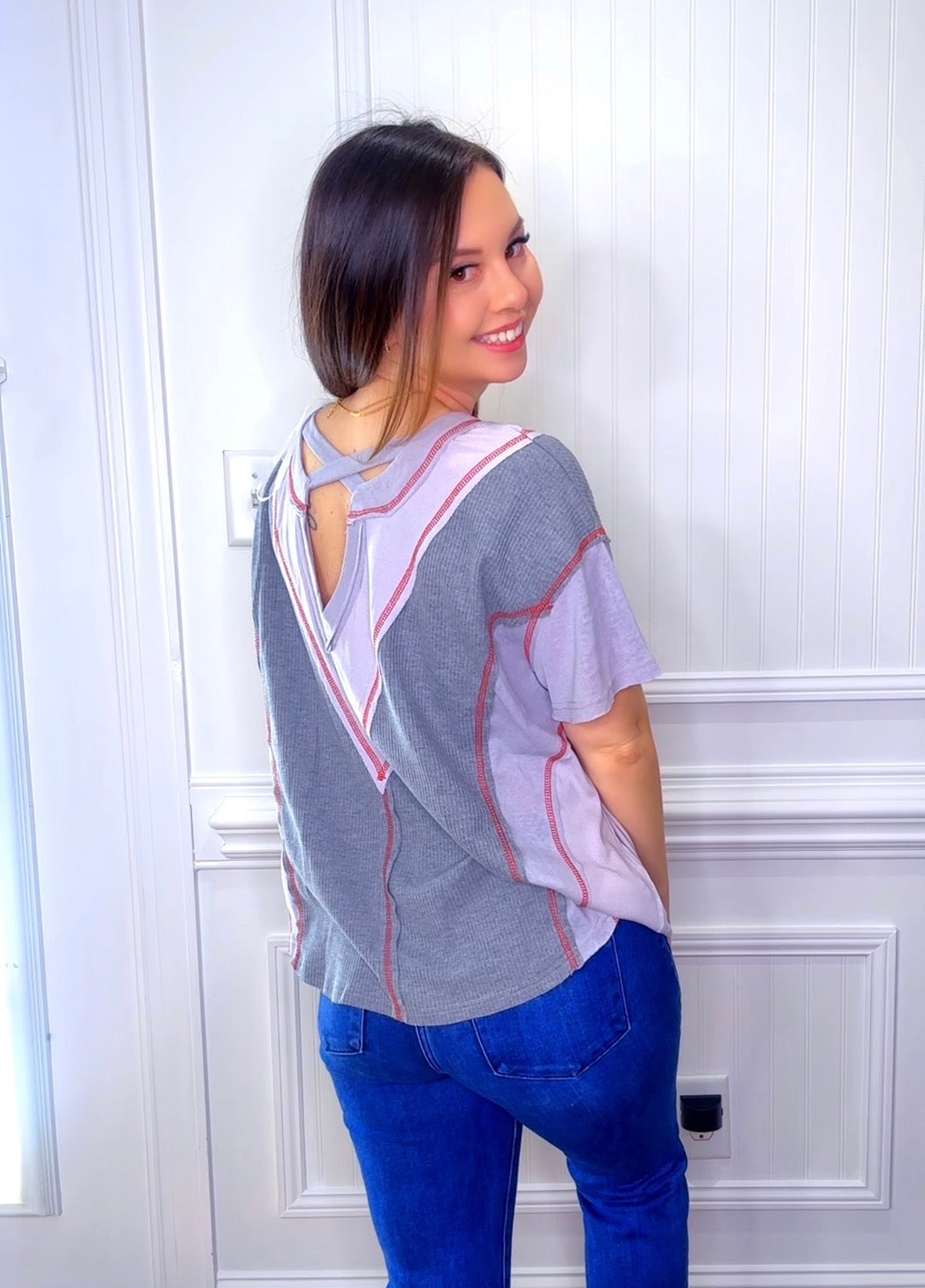 Grey Button Top