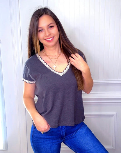 Lace Trimmed POL Top