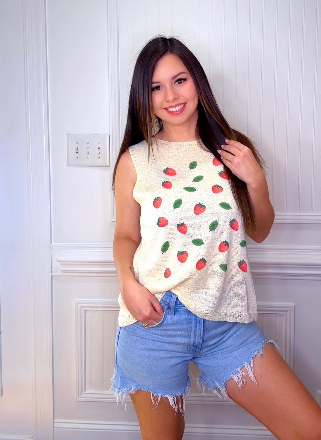 Strawberry Pattern Print Top
