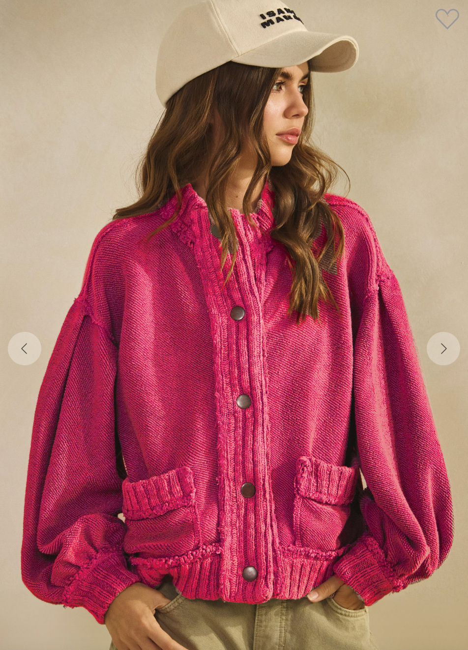 Washed Vintage Ribbed Knit Trim Cardigan Jacket (4 colors)