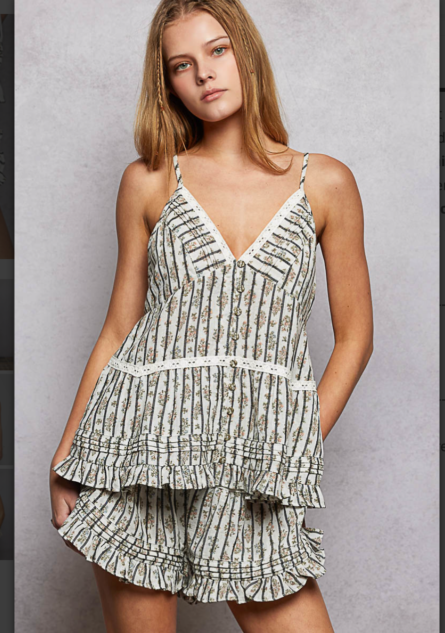 Ivory Floral Tank Top