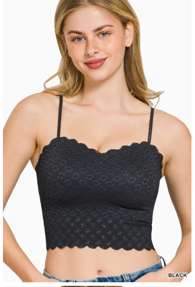 Zenana Seamless Lace Bralette With Bra Pads