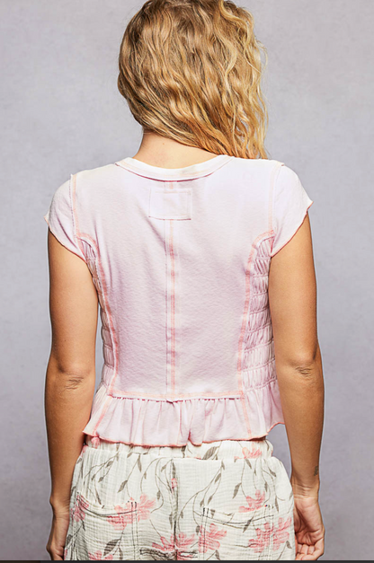 Ruffled Hem Smock Top
