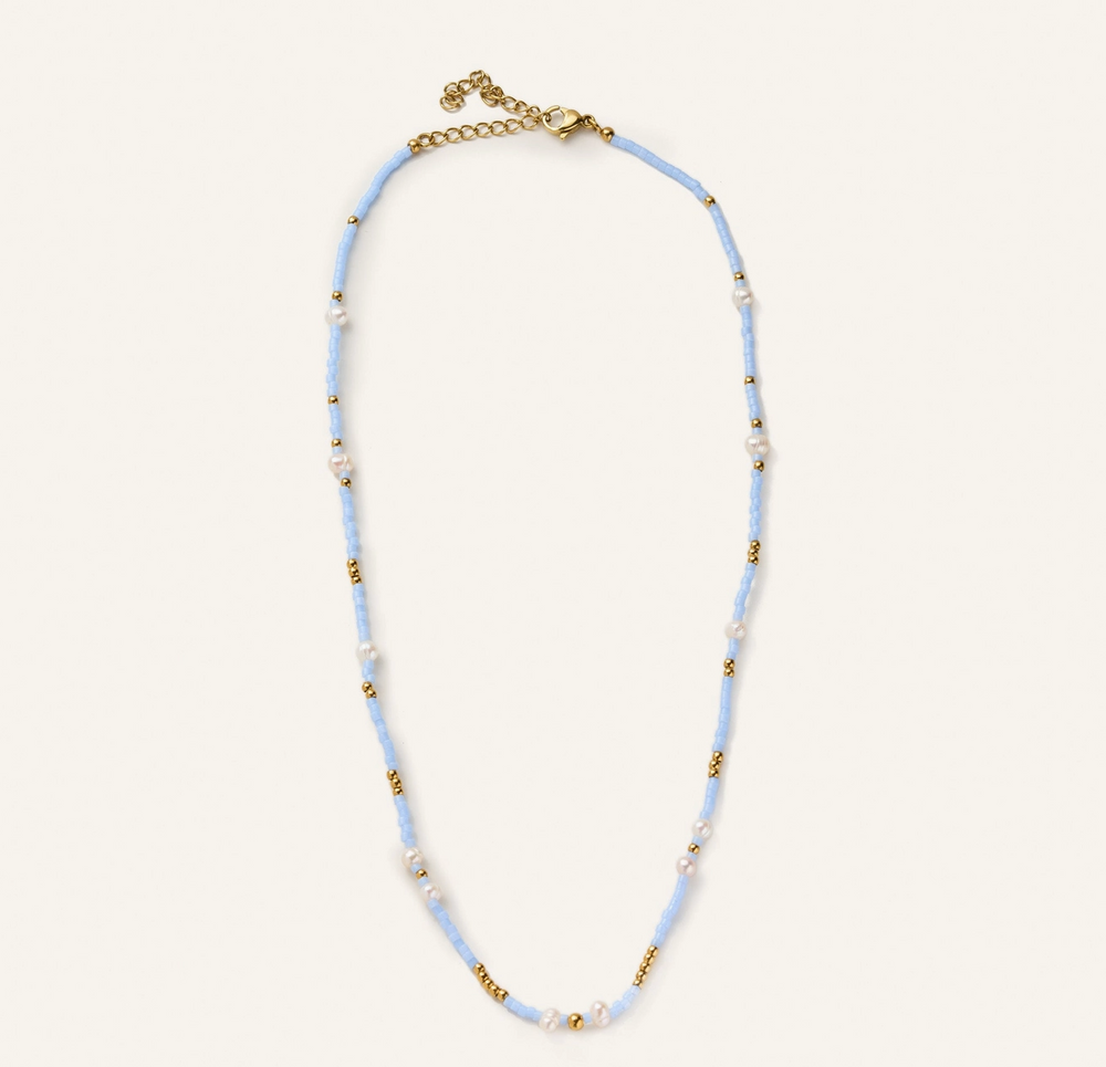 Lucid Blue Mini Beaded Necklace