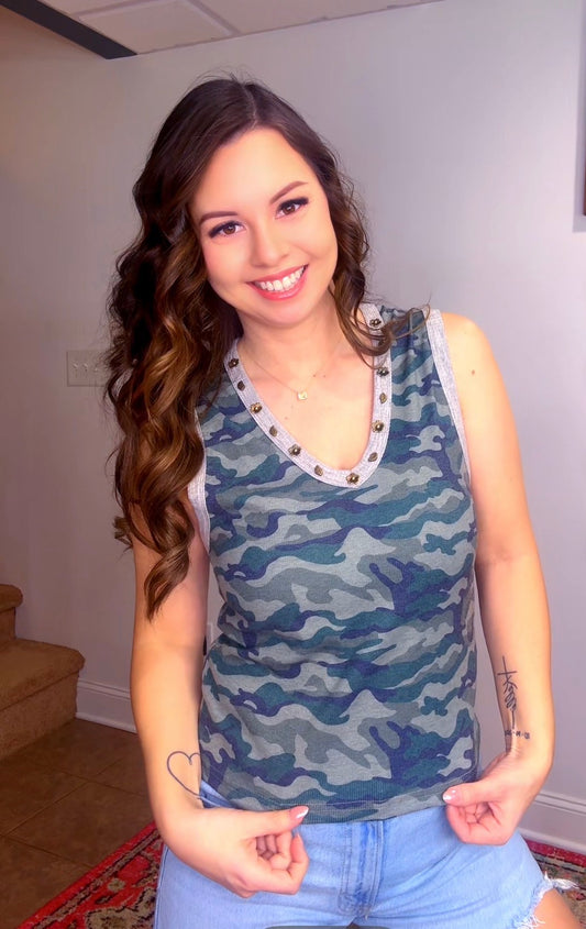Camo V Neck Tank