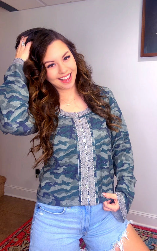 Camo round neck long sleeve