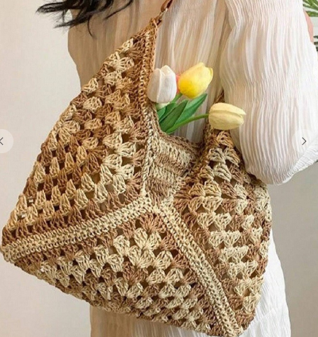 Crochet Shoulder Bag (Tan)